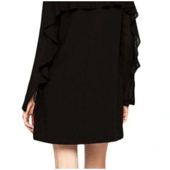 BCBGMaxAzria Dress Womens XX Small Black Ruffle Sleeve Mini Shift LBD - Picture 3 of 10
